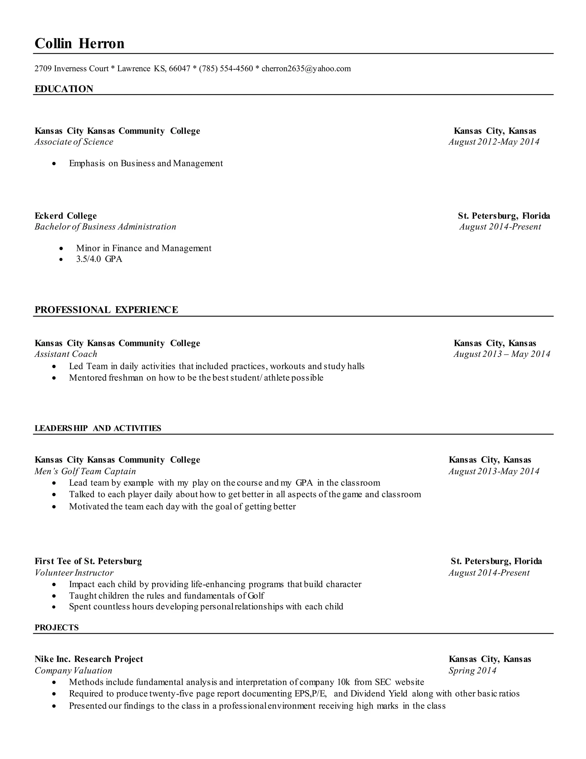 Collin Herron Resume | PDF