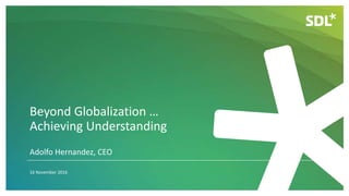 Beyond Globalization …
Achieving Understanding
16 November 2016
Adolfo Hernandez, CEO
 