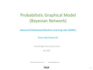 — 0
Essex Lake Group LLC www.essexlg.com
Probabilistic Graphical Model
(Bayesian Network)
Advanced Distributed Machine Learning Labs (ADML)
Essex Lake Group LLC
Knowledge Sharing Session
July, 2015
 