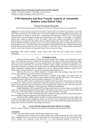 CFD Simulation and Heat Transfer Analysis of Automobile Radiator using ...
