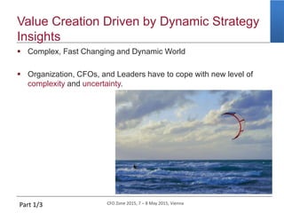 CFO Zone 2015, 7 – 8 May 2015, Vienna
Value Creation Driven by Dynamic Strategy
Insights
 Complex, Fast Changing and Dynamic World
 Organization, CFOs, and Leaders have to cope with new level of
complexity and uncertainty.
Part 1/3
 