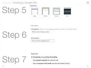 Step 5
Step 6
Step 7
15Creating a Google Site
 