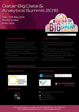 Qatar Big Data & Analytics Summit Brouchre15th - 17th May 2016 | PDF