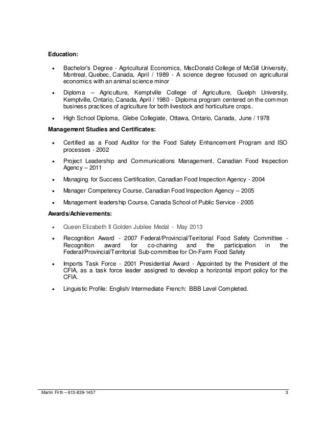 canadian public service resume