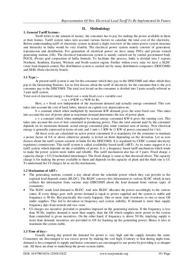 Representation of New Electrical Load Tariff to Be Implemented in Future