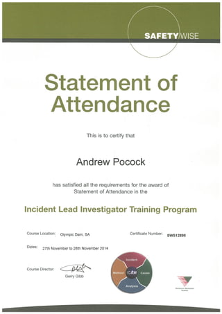 Andrew Pocock - ICAM Training