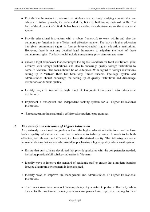 Position Paper What Is The Purpose Of Education : (PDF ...