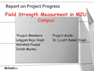 Project Members- Project Guide-
Longjam Raja Singh Dr. L.Lolit Kumar Singh
Abhishek Prasad
Jotish Murmu
Report on Project Progress
 