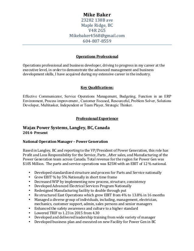 baker resume