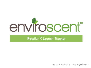 Retailer X Launch Tracker
Source: IRI Data latest 13 weeks ending 05/17/2016
 