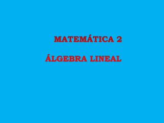 MATEMÁTICA 2
ÁLGEBRA LINEAL
 