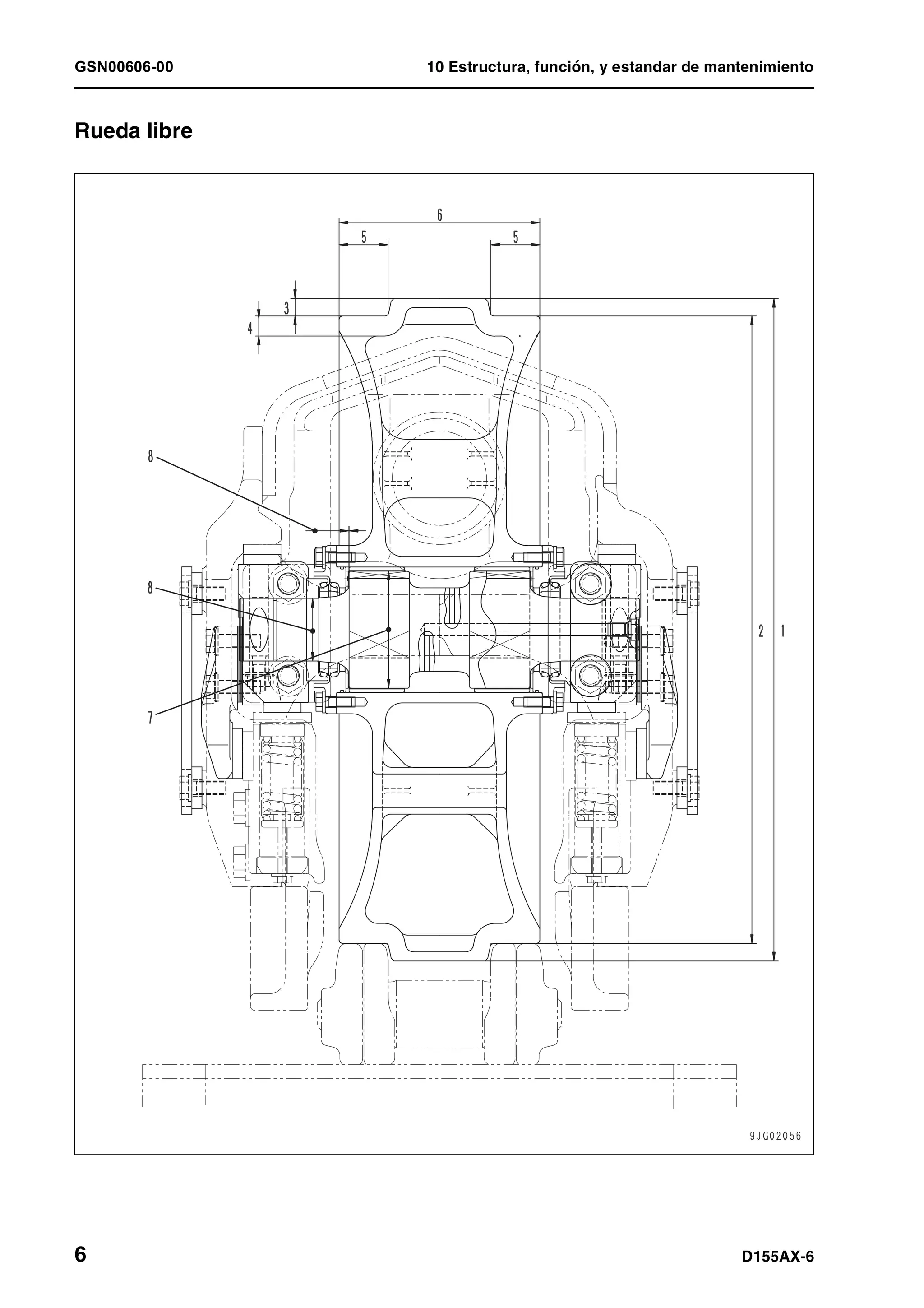 GSN00606-00 10 Estructura, función, y estandar de mantenimiento
6 D155AX-6
Rueda libre 1
 