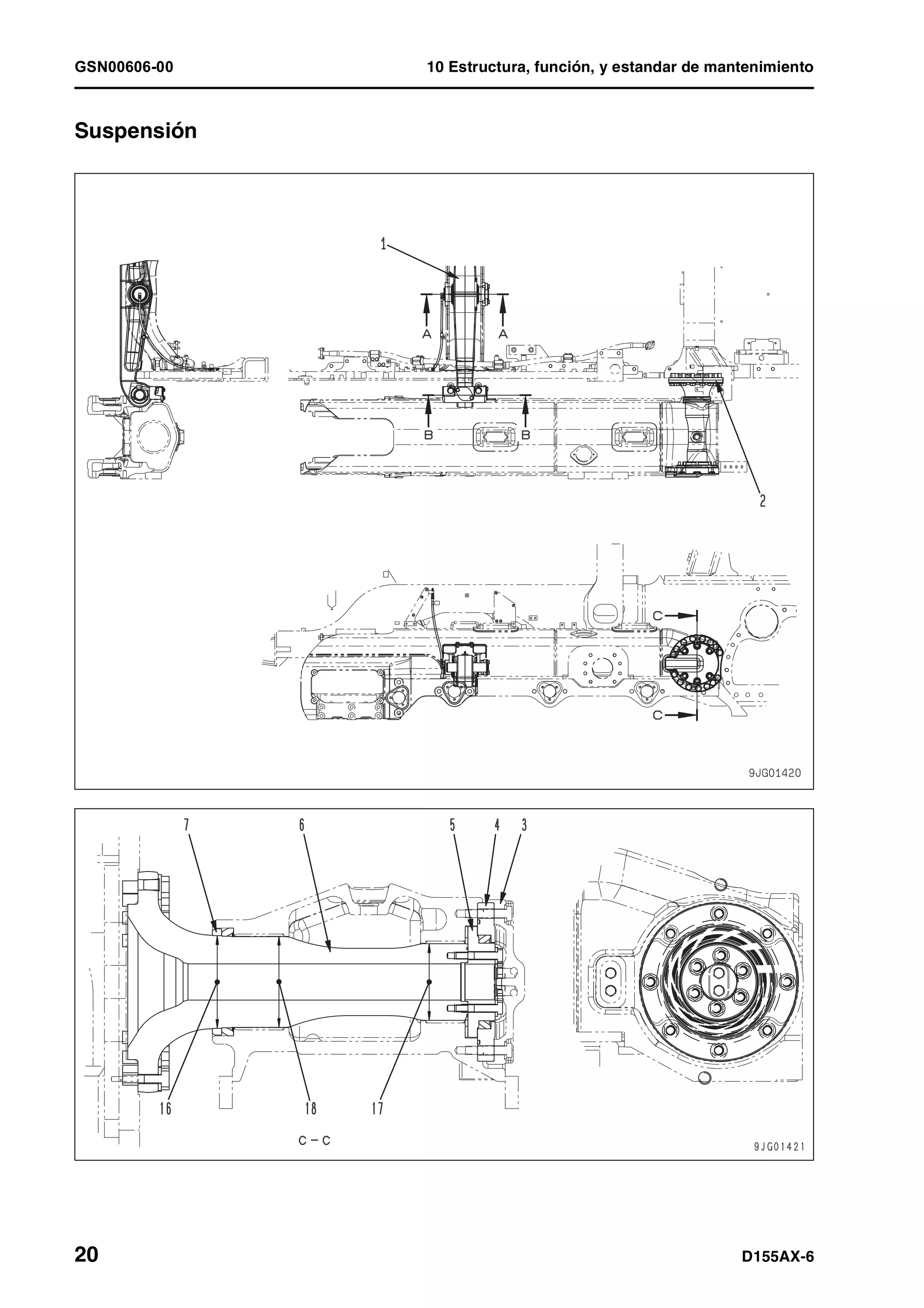 GSN00606-00 10 Estructura, función, y estandar de mantenimiento
20 D155AX-6
Suspensión 1
 