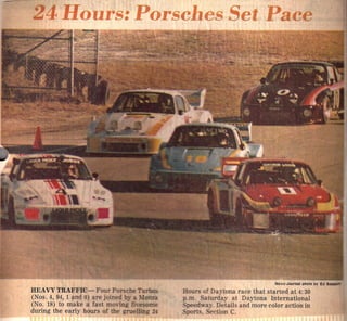 24 HOUR OF DAYTONA COLORED PHOTO OF PORSCHES ARTICLE