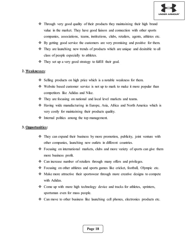 Under Armour industry analysis PDF