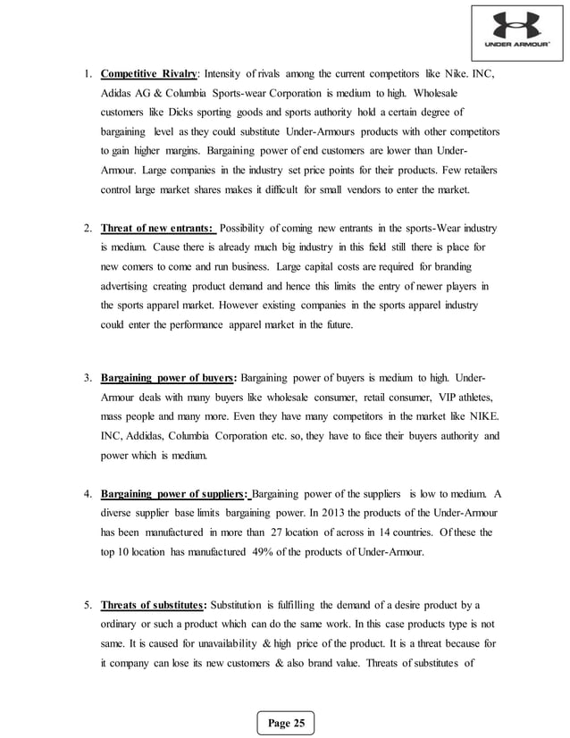 Under Armour industry analysis PDF