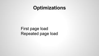 Optimizations
First page load
Repeated page load
 