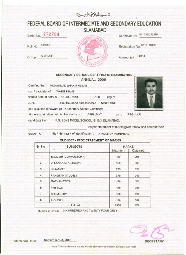 Academic Certificate Academic Certificate