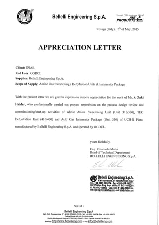 Appreciation Letter Mr. S. Zaki Haider
