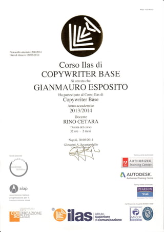 GIANMAURO ESPOSITO - ILAS Copywriter Course Certificate
