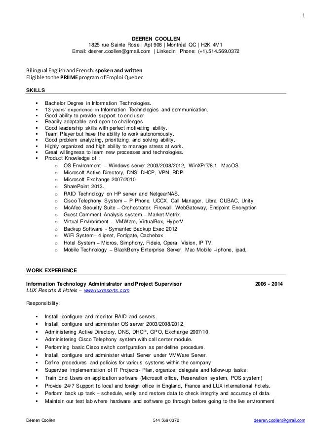 Curriculum Vitae In English