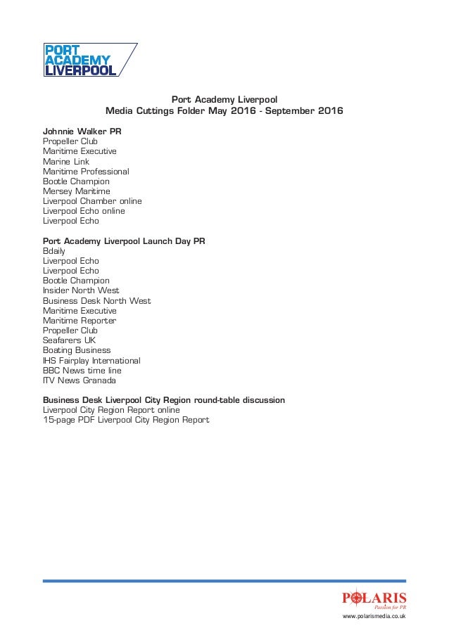 Port Academy Cuttings 09 16