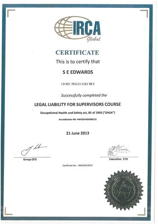 IRCA - Legal Liability