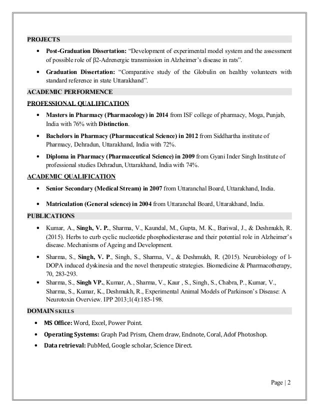 Resume of Vijay M Pharma Pharmacology - Resume Of Vijay Mpharma Pharmacology 2 638 