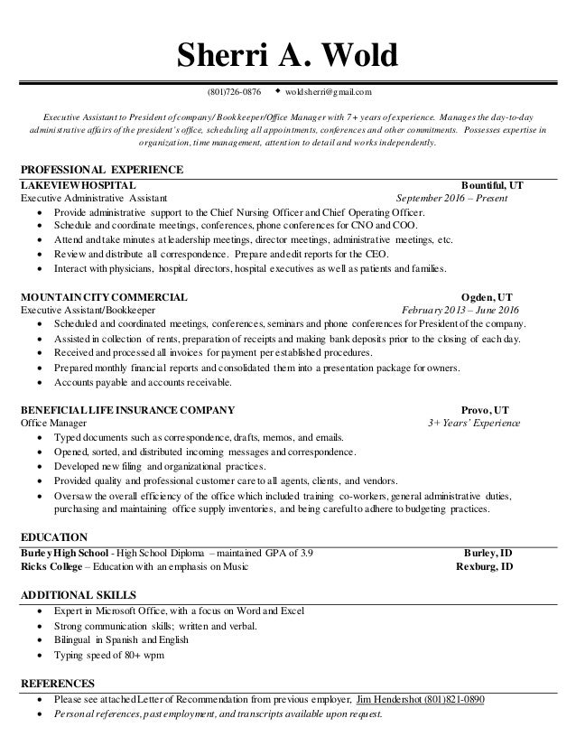 Sherri A Wold Current Resume
