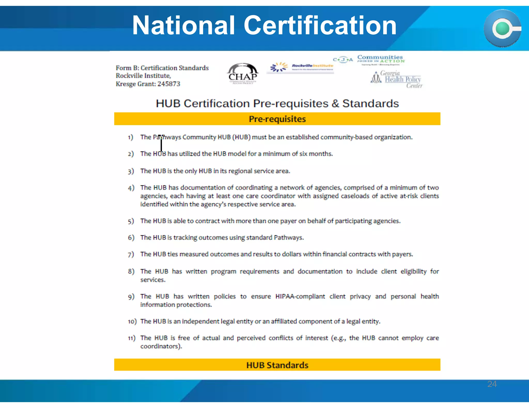 24
National Certification
 