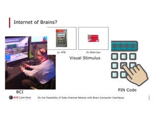 On the Feasibility of Side-Channel Attacks with Brain-Computer Interfaces
Visual Stimulus
PIN Code
BCI
Internet of Brains?
 
