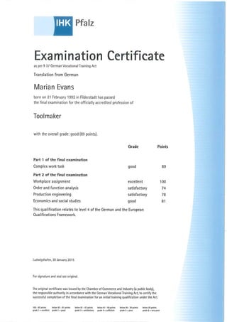 4 IHK  Examination Certificate