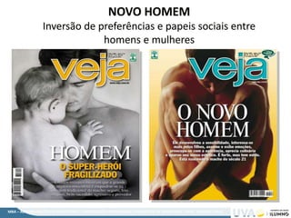 MBA – ADMINISTRAÇÃO EM MARKETING E COMUNICAÇÃO EMPRESARIAL / PRINCÍPIOS DE MARKETING / PROF RODRIGO PALO
NOVO HOMEM
Inversão de preferências e papeis sociais entre
homens e mulheres
 