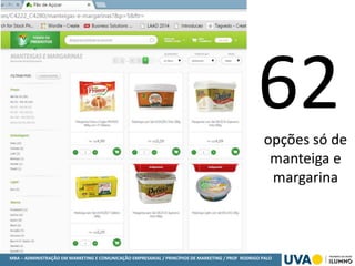 MBA – ADMINISTRAÇÃO EM MARKETING E COMUNICAÇÃO EMPRESARIAL / PRINCÍPIOS DE MARKETING / PROF RODRIGO PALO
62opções só de
manteiga e
margarina
 