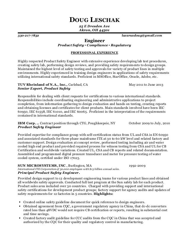 doug leschak 25 e dresden ave akron oh 44301 330 217 7832 lazarusdoug - Product Safety Engineer Sample Resume doug leschak 25 e dresden ave akron oh 44301 330 217 7832 lazarusdoug - Product Safety Engineer Sample Resume