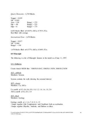 San Manuel 1999 Ore Reserves Report (Draft)