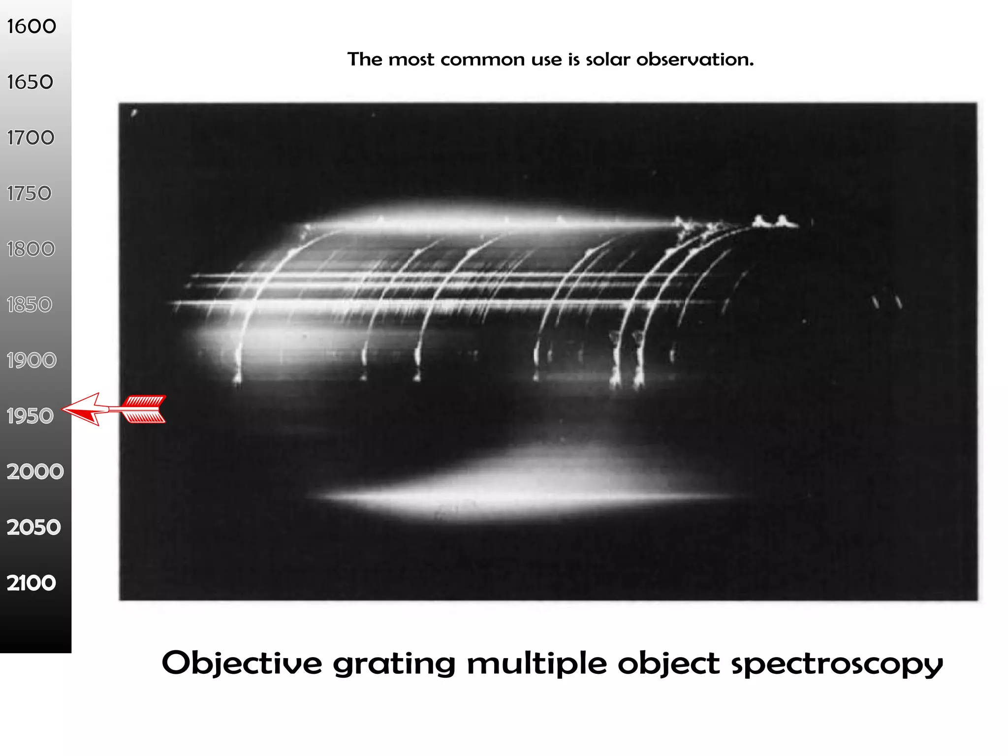 The most common use is solar observation. 
Objective grating multiple object spectroscopy 
 