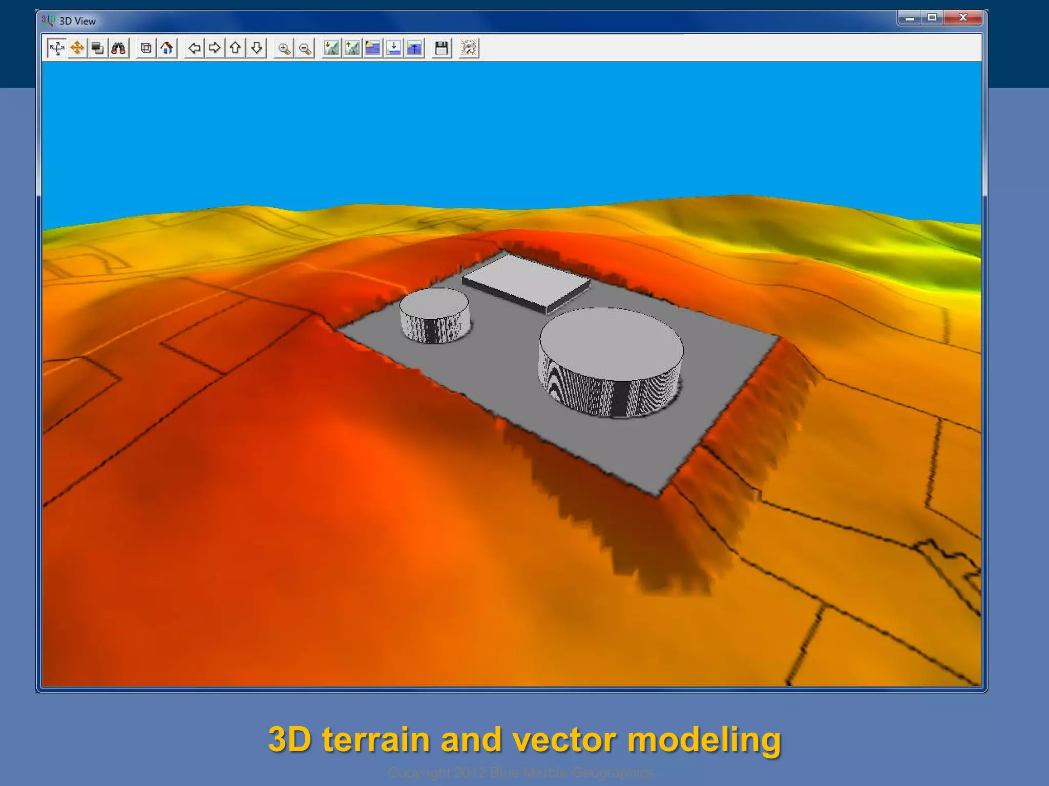 3D terrain and vector modeling
Copyright 2012 Blue Marble Geographics

 