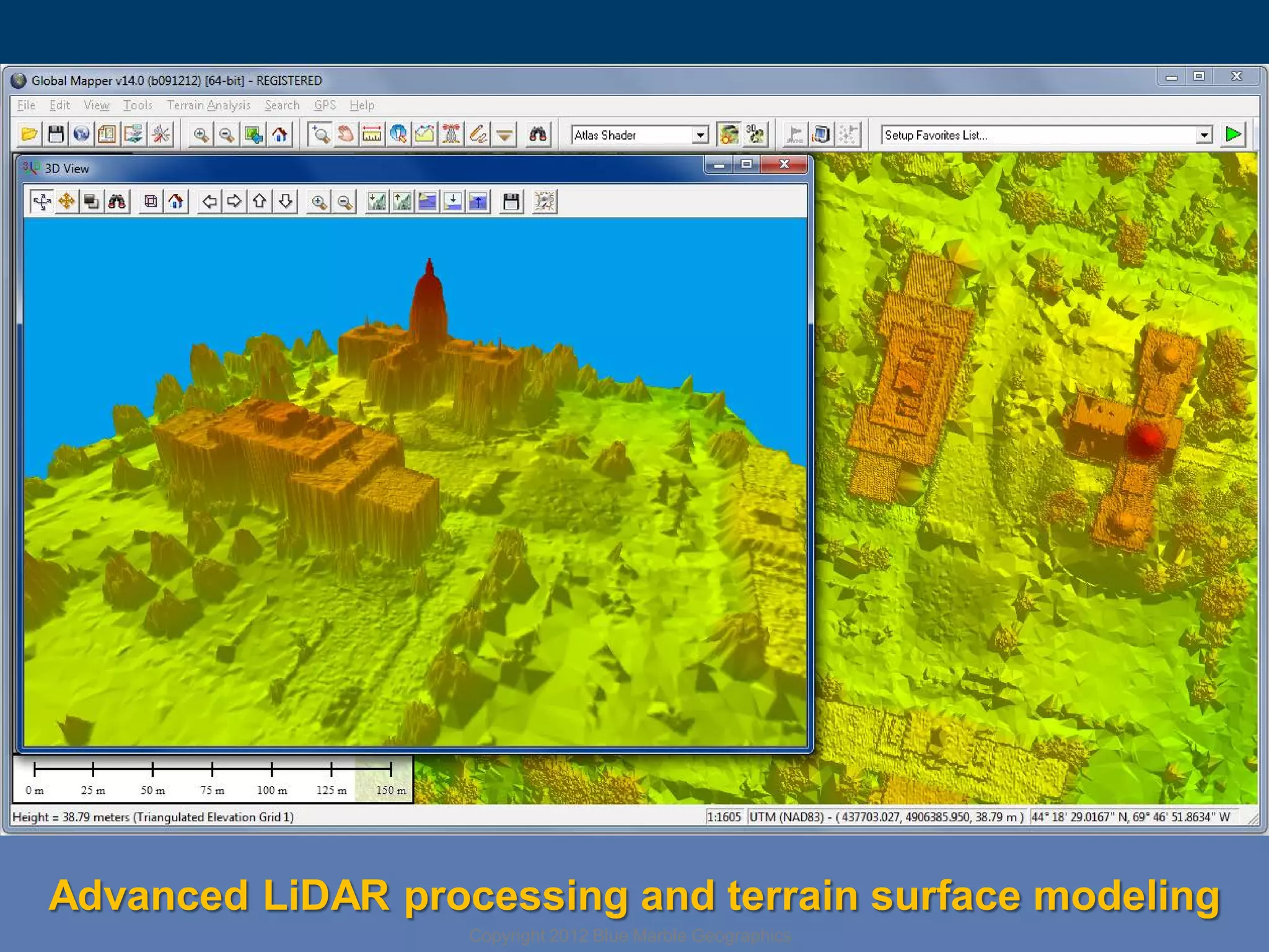 Advanced LiDAR processing and terrain surface modeling
Copyright 2012 Blue Marble Geographics

 
