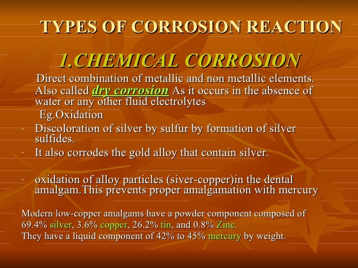 Tarnish and Corrosion in Dentistry