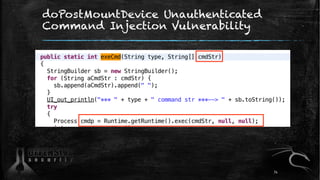 doPostMountDevice Unauthenticated
Command Injection Vulnerability
74
 