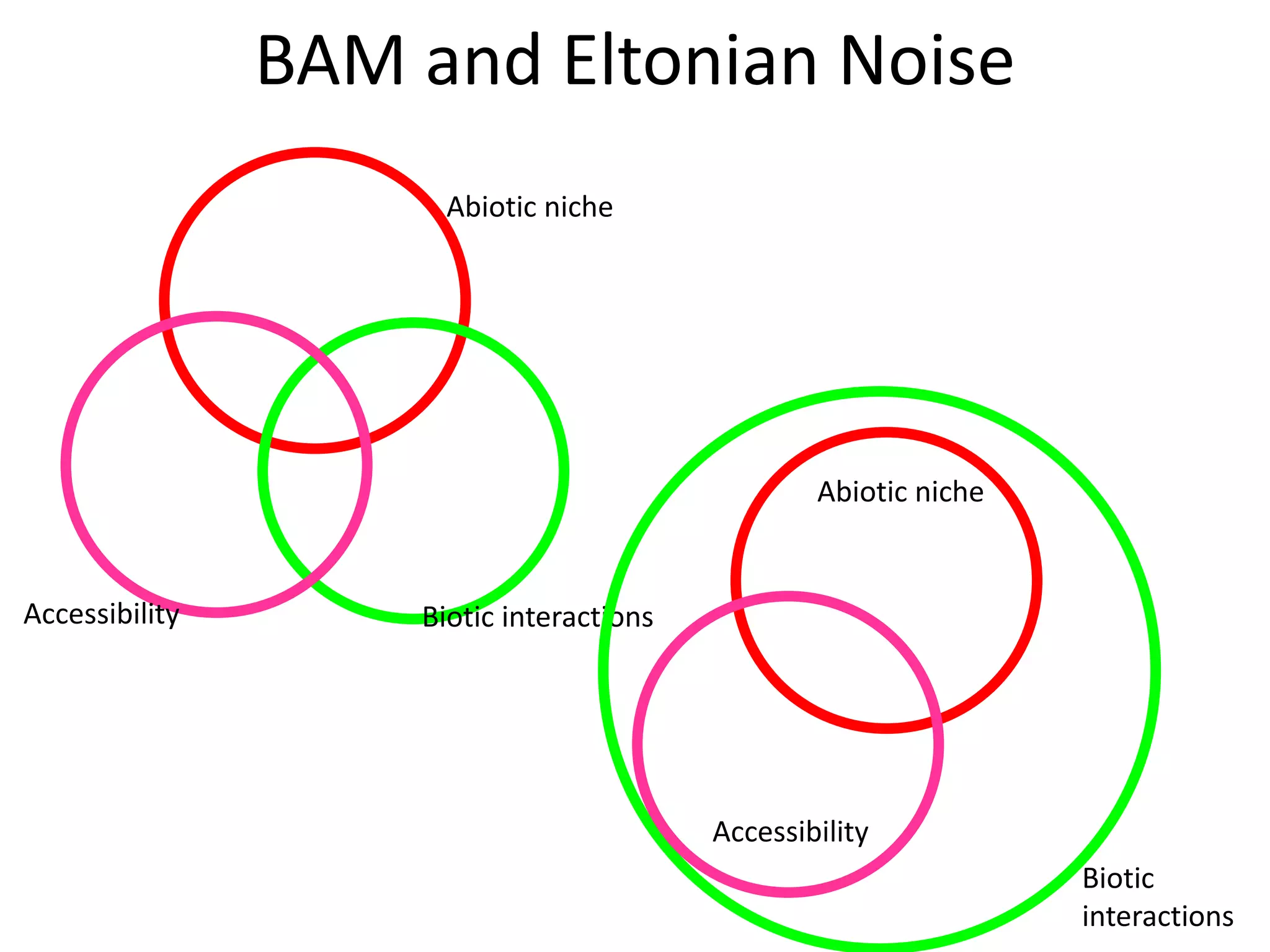 Abiotic niche
Biotic interactionsAccessibility
BAM and Eltonian Noise
Abiotic niche
Biotic
interactions
Accessibility
 