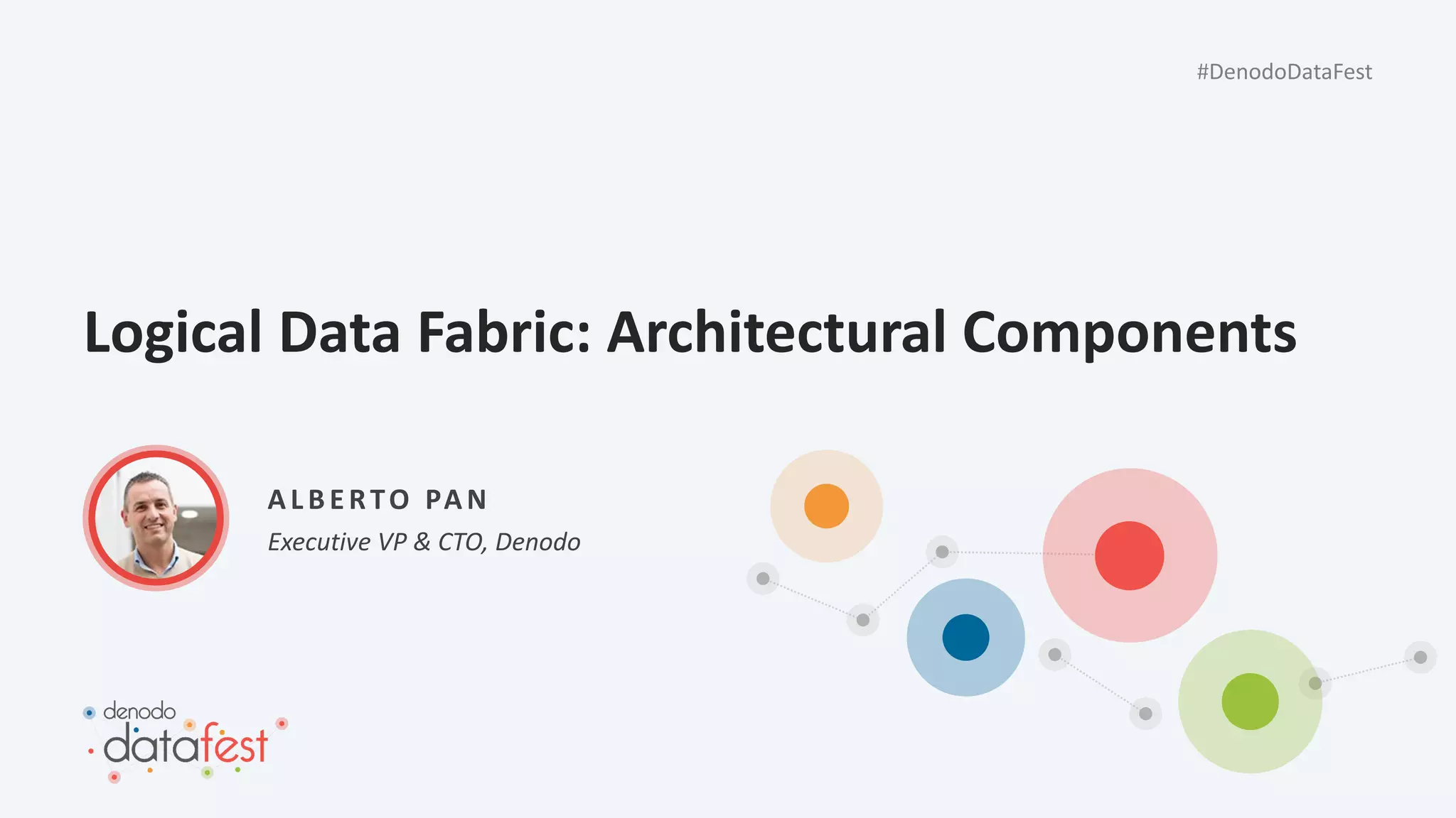 #DenodoDataFest
Logical Data Fabric: Architectural Components
Executive VP & CTO, Denodo
AL B ERTO PAN
 