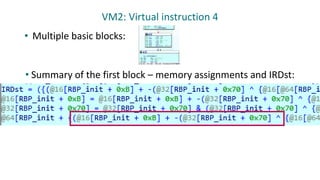 • Multiple basic blocks:
VM2: Virtual instruction 4
• Summary of the first block – memory assignments and IRDst:
 