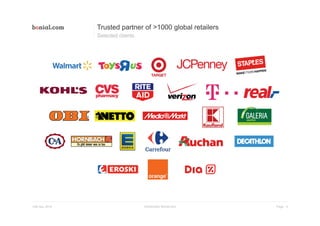 Page
Trusted partner of >1000 global retailers
Introduction Bonial.com 8
Selected clients
13th Nov 2015
 