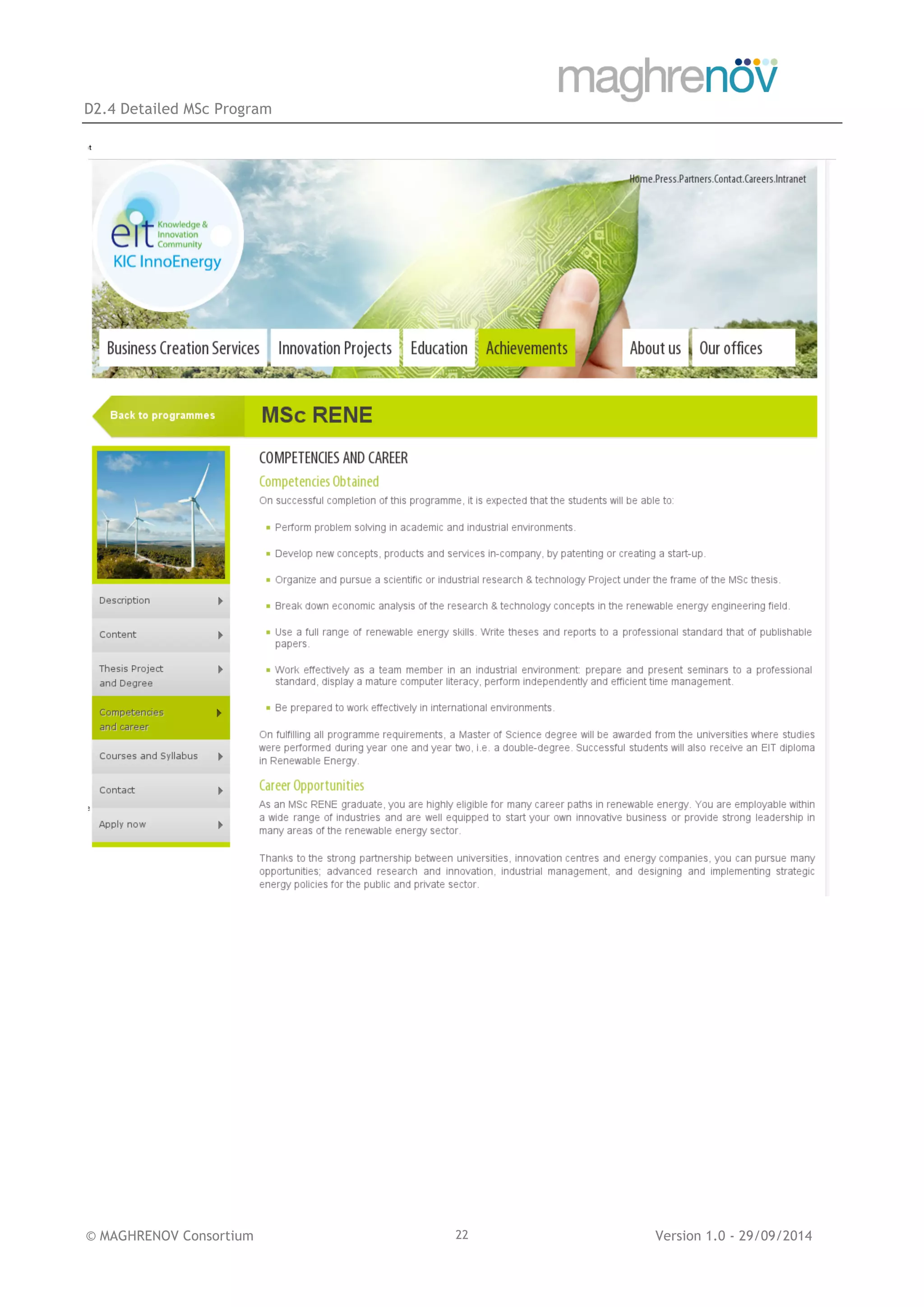 D2.4 Detailed MSc Program
© MAGHRENOV Consortium Version 1.0 - 29/09/201422
 