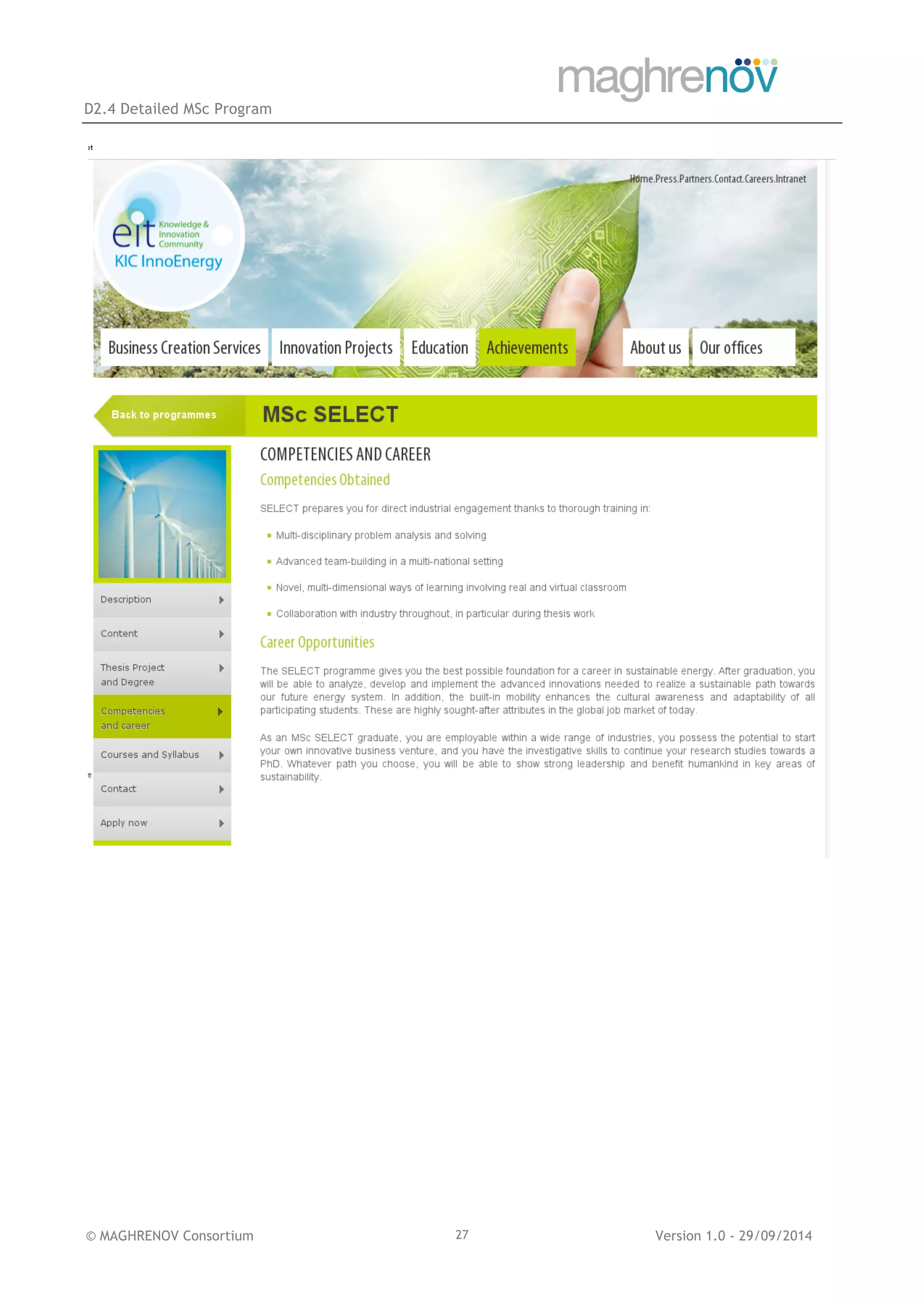 D2.4 Detailed MSc Program
© MAGHRENOV Consortium Version 1.0 - 29/09/201427
 