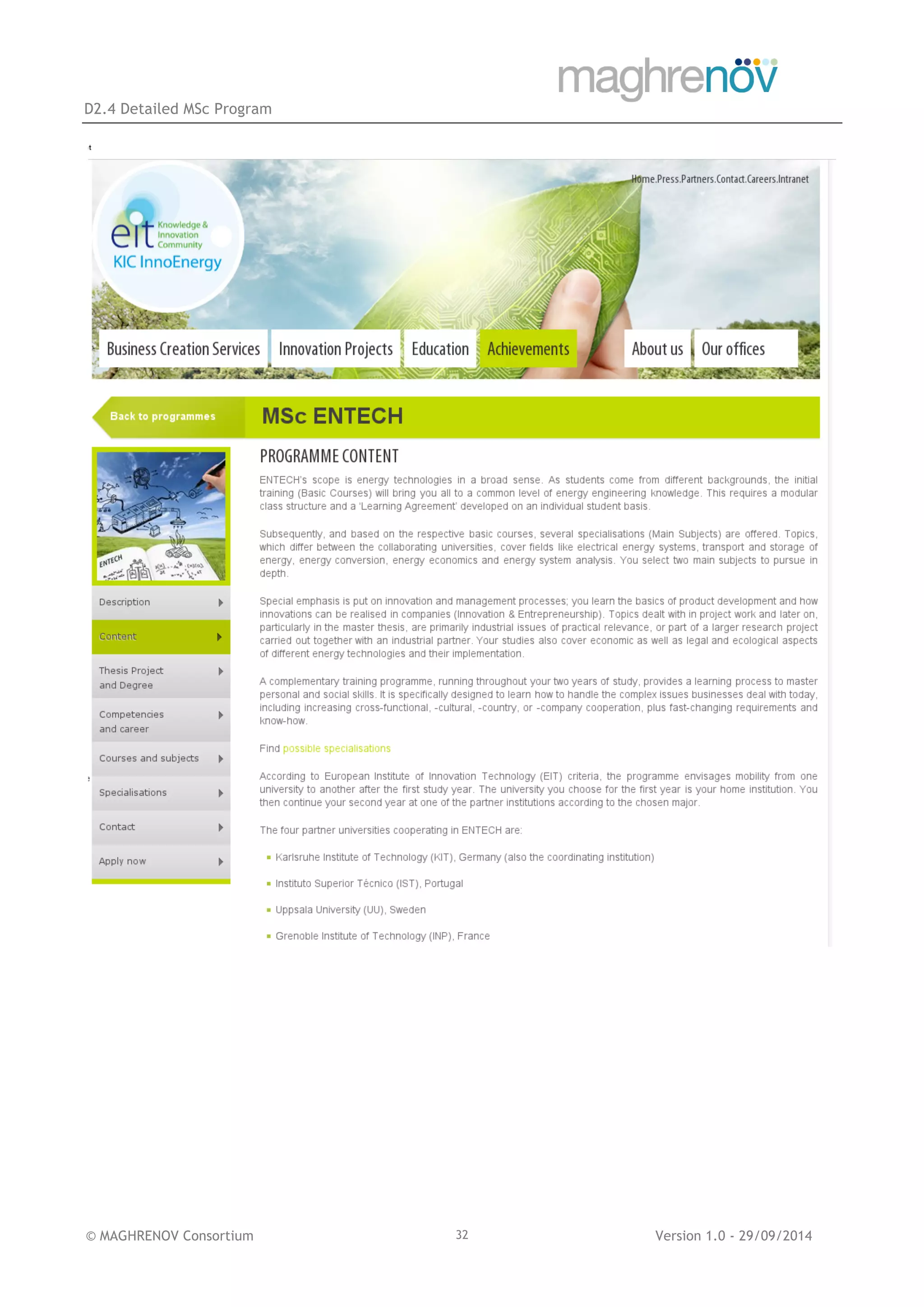 D2.4 Detailed MSc Program
© MAGHRENOV Consortium Version 1.0 - 29/09/201432
 