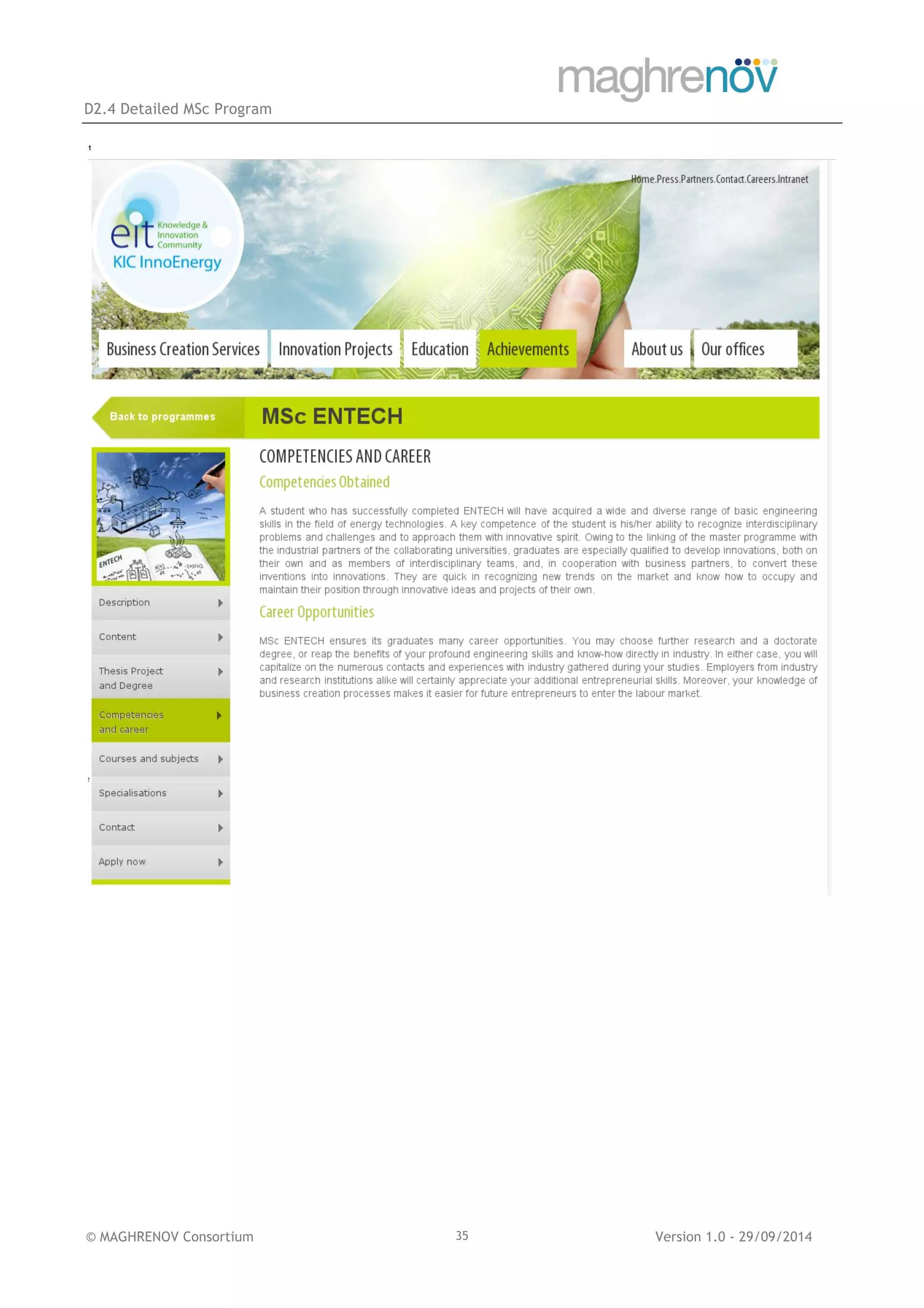 D2.4 Detailed MSc Program
© MAGHRENOV Consortium Version 1.0 - 29/09/201435
 