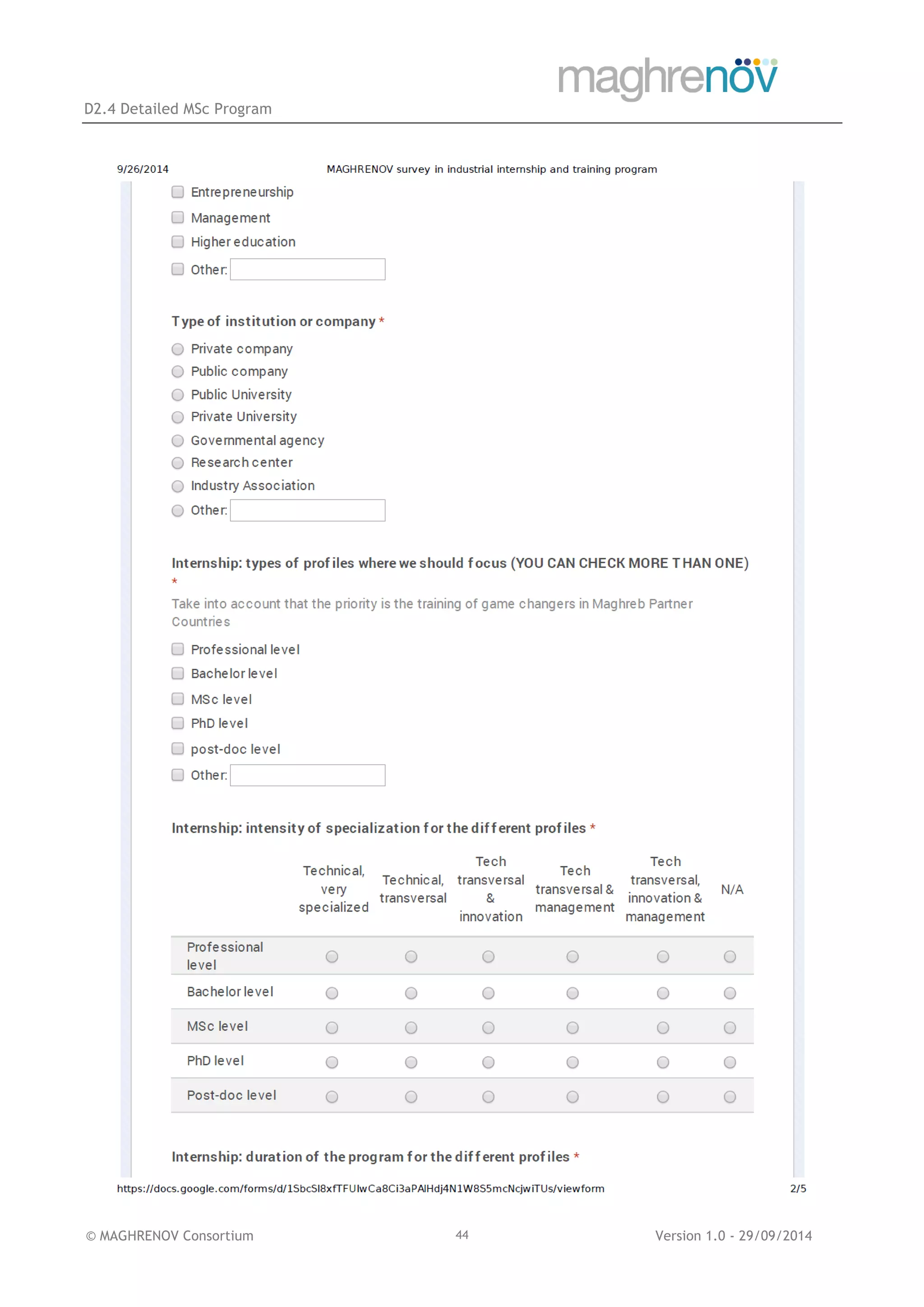 D2.4 Detailed MSc Program
© MAGHRENOV Consortium Version 1.0 - 29/09/201444
 